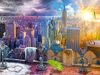 Ravensburger puzzel New York 's Winters en 's Zomers-Vooraanzicht