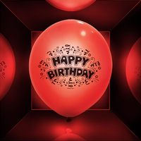 Verlichte ballon 5 kleuren Ø 23 cm Illooms /Happy Birthday/ - 5 stuks-Afbeelding 2