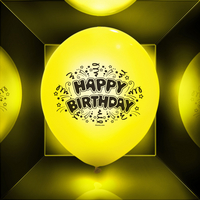 Verlichte ballon 5 kleuren Ø 23 cm Illooms /Happy Birthday/ - 5 stuks-Afbeelding 1