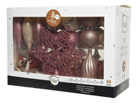 Set kerstballen roze/goud - 60 stuks