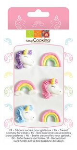 ScrapCooking deco suikerfiguren Unicorn - 6 stuks