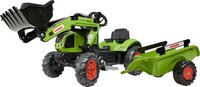 Falk Tracteur Claas vert avec chargeur frontal et remorque