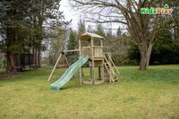 Portique avec tour de jeu et tobbogan Kidsplay Mats vert pastel