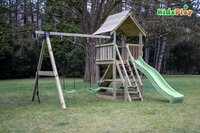 Portique avec tour de jeu et tobbogan Kidsplay Sam vert pastel