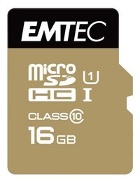 Emtec geheugenkaart microSDHC class10 16 GB goud-Vooraanzicht