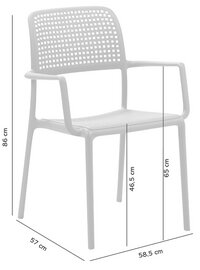 Nardi tuinset Levante/Bora antraciet - 6 stoelen-Vooraanzicht