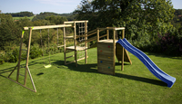 BnB Wood portique Madagascar Adventure Commando Monkey Bar avec toboggan bleu-Image 1