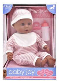 Dolls World zachte pop met geluid Baby Joy roze - 38 cm-Vooraanzicht
