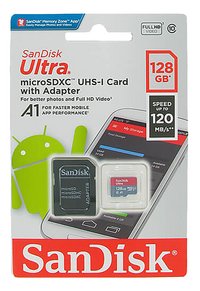 SanDisk geheugenkaart microSDXC Ultra Android CL10 + adapter 128 GB