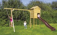 Houten schommel Nieuwpoort met gesloten toren Deze houten schommel met gesloten toren in de tuin bezorgt je kinderen ongetwijfeld jarenlang speelplezier.