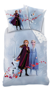 Parure de lit : Housse de Couette REINE DES NEIGES imprimé Frozen Enjoy 63x63 + Taie dOreiller - 100% Coton 140x200