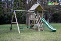 Portique avec tour de jeu et tobbogan Kidsplay Sam vert foncé