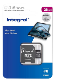 Integral geheugenkaart microSD met adapter V30 128 GB