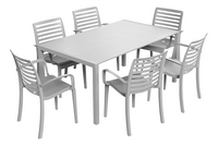 Grosfillex tuinset Eden/Slat platinumgrijs - 6 stoelen