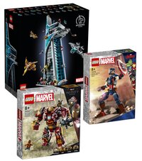 LEGO Marvel set 76269 toren, 76258 Cap Am figuur, 76247 Hulkbuster