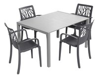 Grosfillex tuinset Eden/Vegetal platinumgrijs/antraciet - 4 stoelen