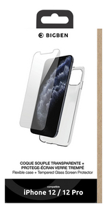 bigben coque souple transparente + protège-écran pour iPhone 12/12 Pro