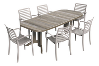 Grosfillex tuinset Vega/Slat houtlook/linnen beige - 6 stoelen