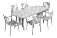 Grosfillex tuinset Vega/Slat tegelprint/platinumgrijs - 6 stoelen