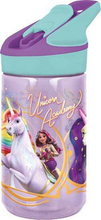 Drinkfles met rietje Unicorn Academy roze 480 ml