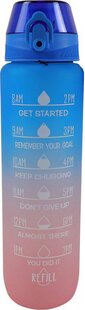 Drinkfles Motiverend blauw/roze 1000 ml