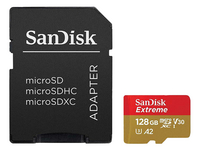 SanDisk carte mémoire microSD XC+ adaptateur Extreme A2 128 Go