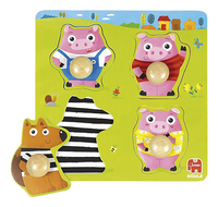 Goula puzzle à boutons en bois Les 3 petits cochons-Détail de l'article