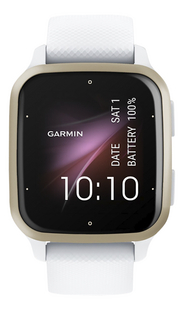 Garmin montre connectée Venu Sq 2 Cream Gold avec bracelet silicone blanc