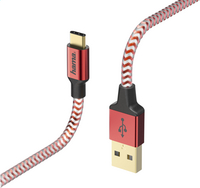 Hama kabel Reflective USB Type-C naar USB rood-Vooraanzicht