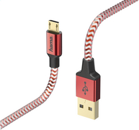 Hama kabel Reflective micro-USB naar USB rood-Vooraanzicht