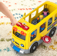 Fisher-Price jouet à tirer Little People Grand bus scolaire jaune-Image 1