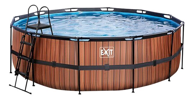EXIT piscine avec filtre à cartouche Ø 4,5 x H 1,22 m Wood