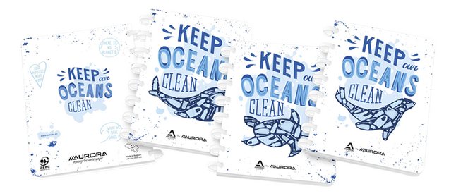 Aurora cahier A5 Keep Oceans Clean quadrillé commercial