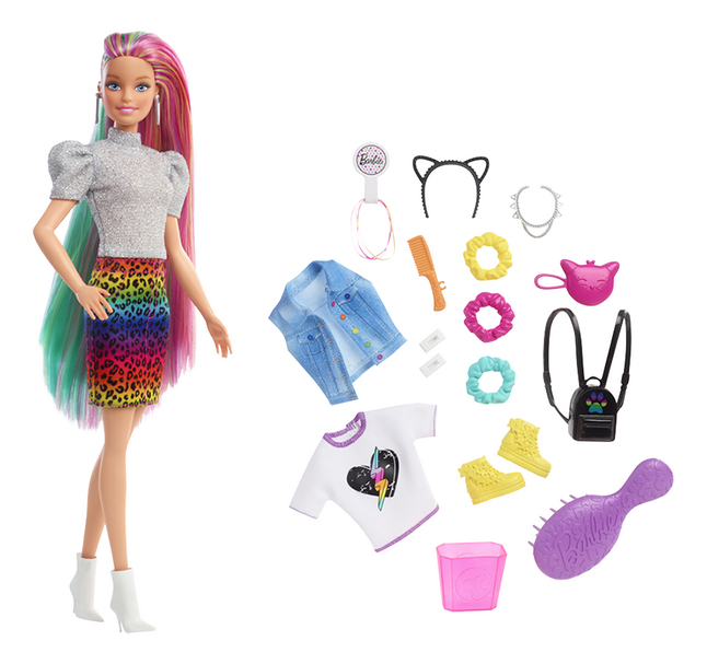 Barbie poupée mannequin Leopard Rainbow
