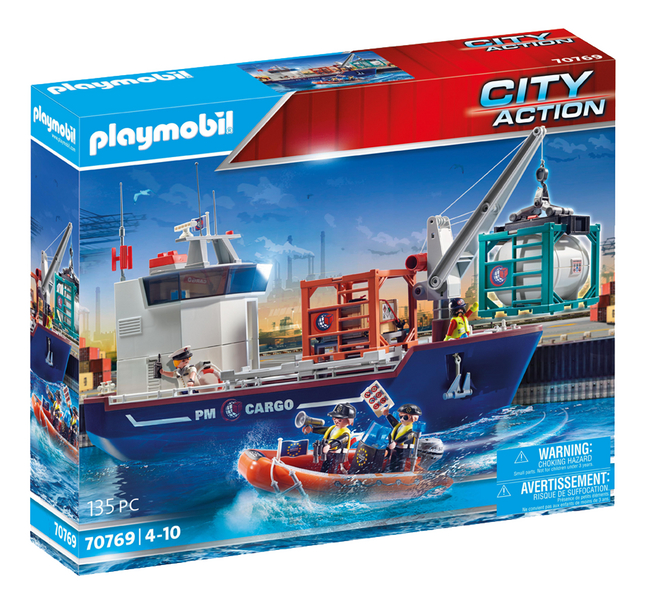 PLAYMOBIL City Action 70769 Groot containerschip met douaneboot