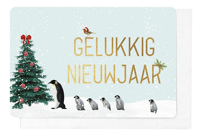 Wenskaart Gelukkig Nieuwjaar - 5 stuks - Ontdek elke dag straffe deals en  leuke nieuwigheden bij DreamLand