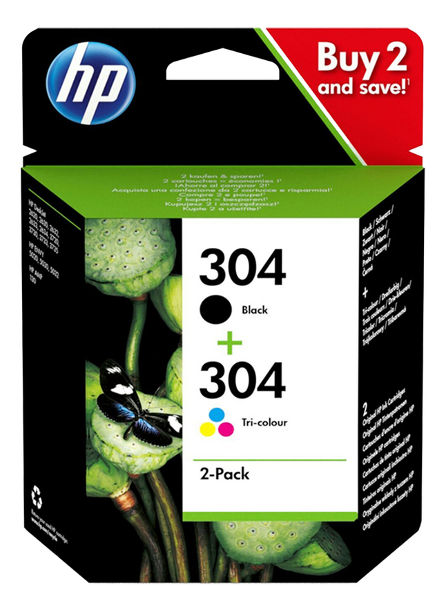 HP 2 inktpatronen 304 Combo pack: + Tri-Colour kopen? Bestel eenvoudig online DreamLand