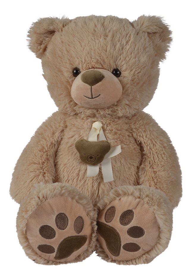 Nicotoy peluche ours avec ruban 55 cm brun clair