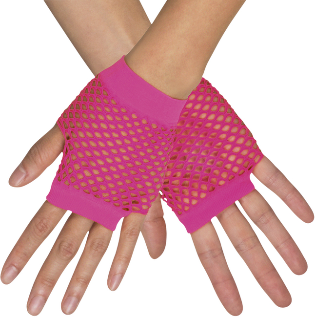Handschoenen net pols neon-roze