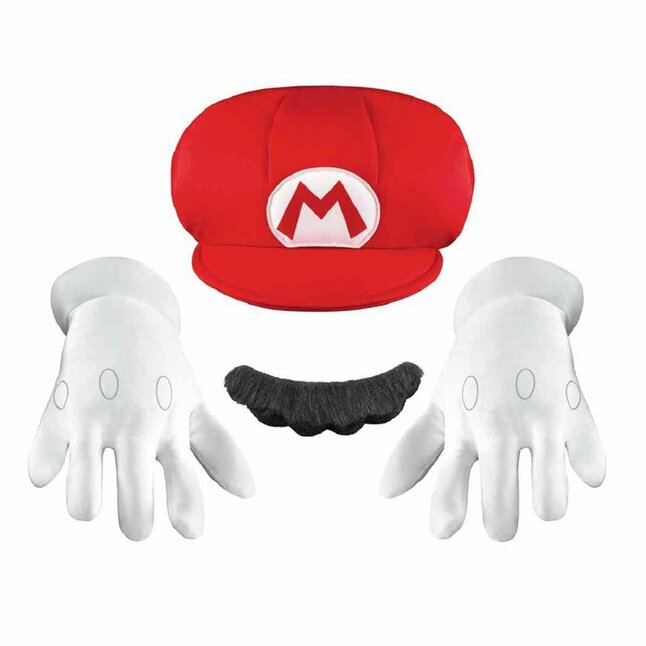 Accessoireset Mario Bros pet, snor en handschoenen