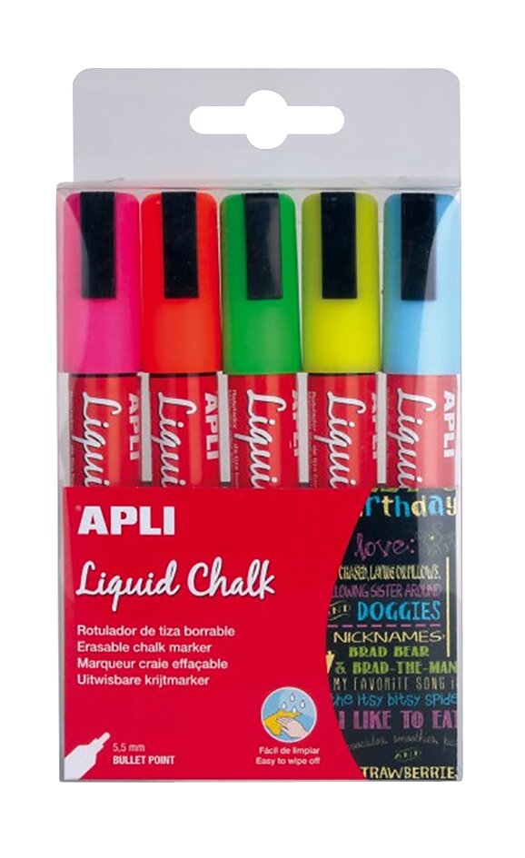 APLI feutre pour fenêtres Liquid Chalk - 5 pièces
