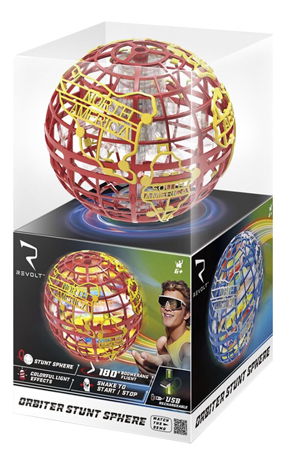 Revolt Drone Orbitz sphère volante RC globe - Rouge et jaune