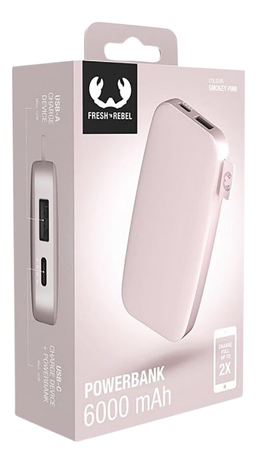 Fresh 'n Rebel chargeur Powerbank 6000 mAh USB-C Smokey Pink
