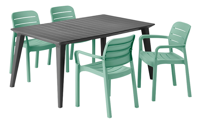 Keter ensemble de jardin Lima/Tisara graphite/vert - 4 chaises