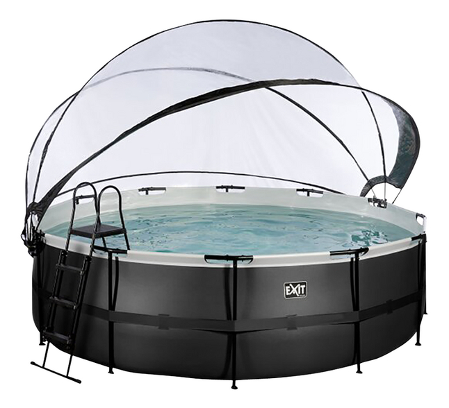 EXIT piscine avec coupole et pompe à chaleur Ø 4,5 x H 1,22 m Black Leather
