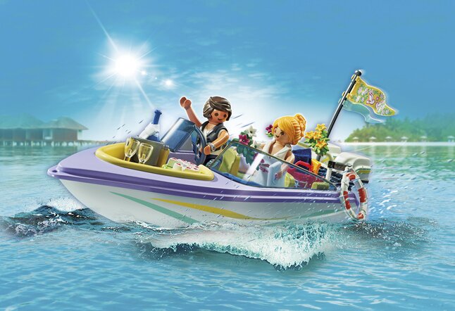 playmobil family fun 9428 bateau hors bord avec moteur submersible