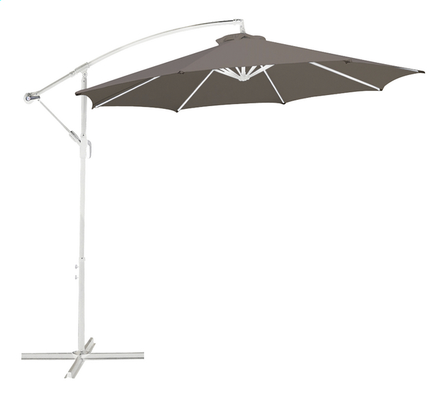 Zweef parasol metaal witte mast Ø 3 m taupe