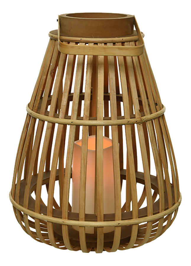 Lanterne bougie LED bambou avec timer