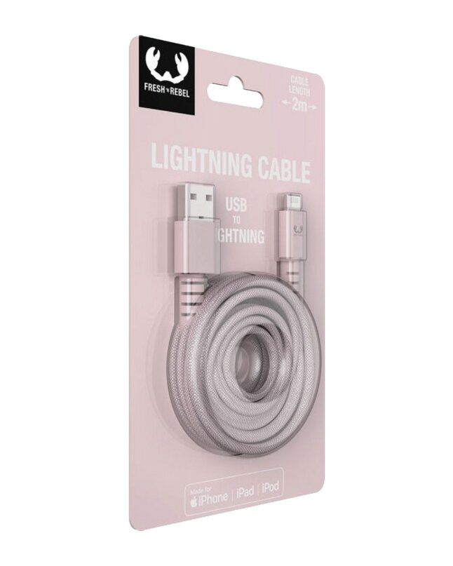 Fresh 'n Rebel kabel USB-A - Lightning 2 m Smokey Pink