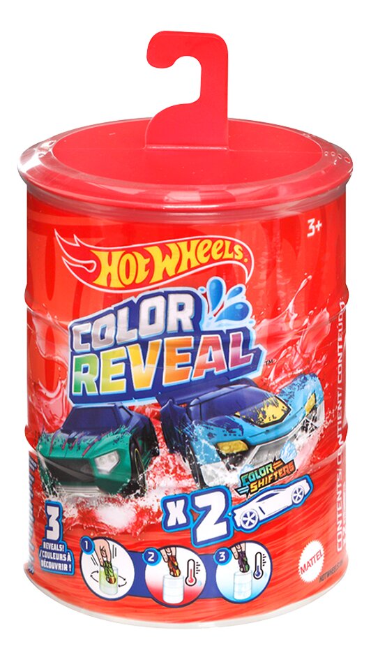 Hot Wheels 2 auto's Color Reveal rood